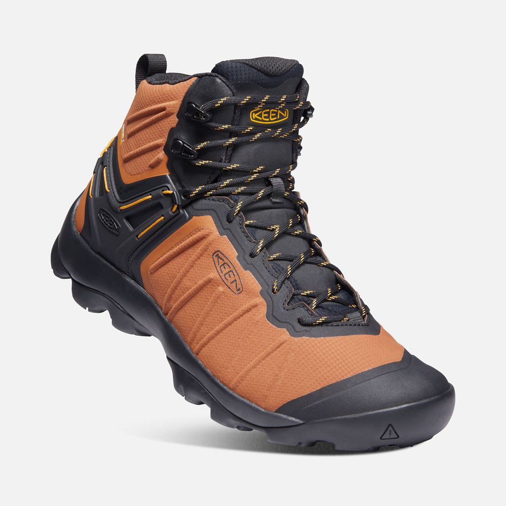 Keen Outdoor Bot Erkek Turuncu/Siyah - Venture Mid Waterproof - Türkiye PQZY13507